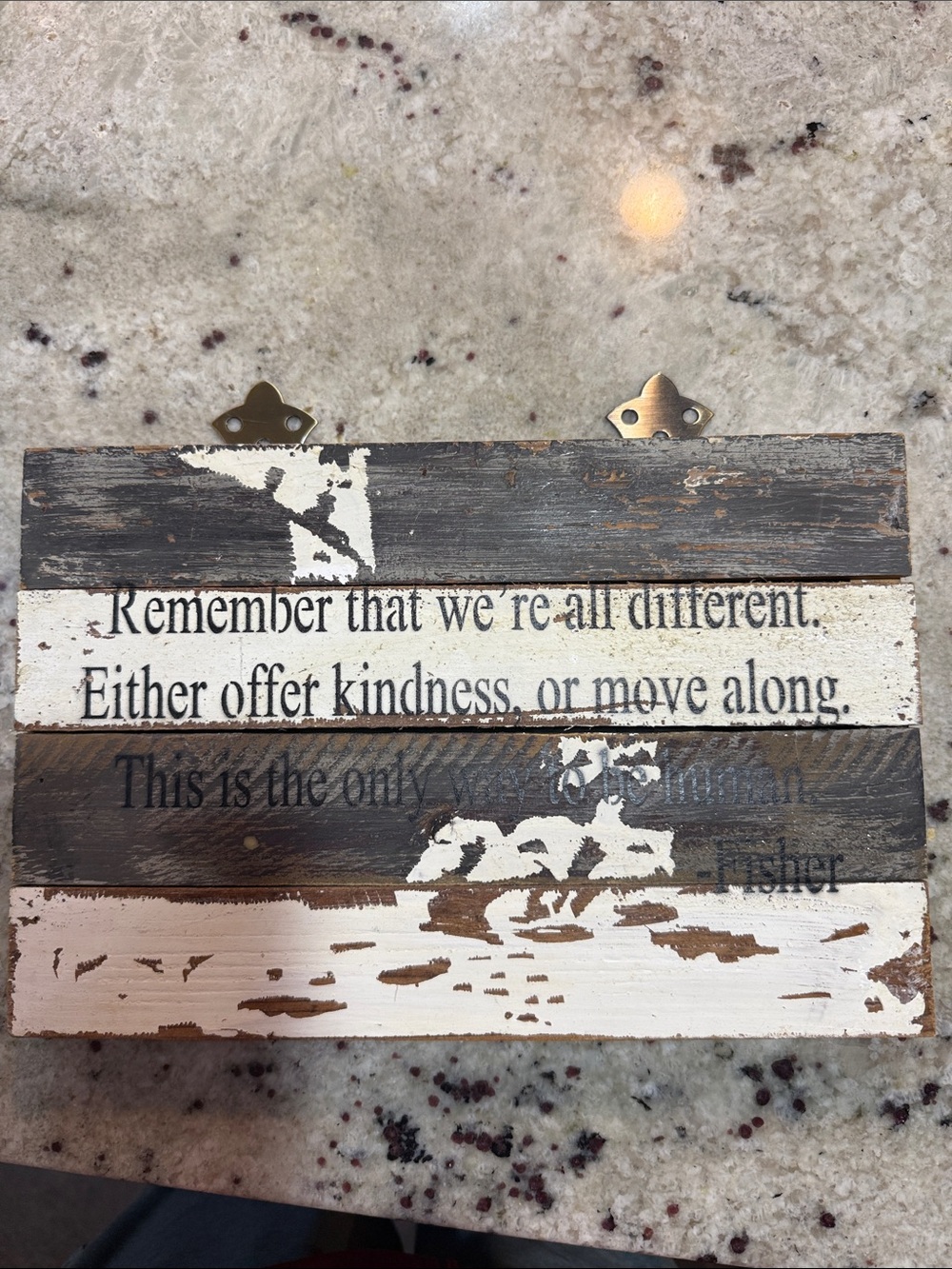 Rustic White and Brown Wooden Wall Plaque - Inspirational Quote